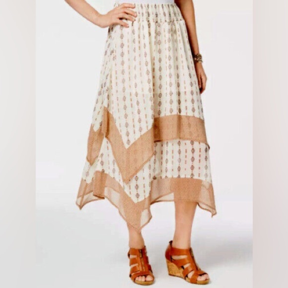 Style & Co Elastic Waist Lined & Layered Sheer Skirt Size XL NWT Tropic Travels - Picture 1 of 5